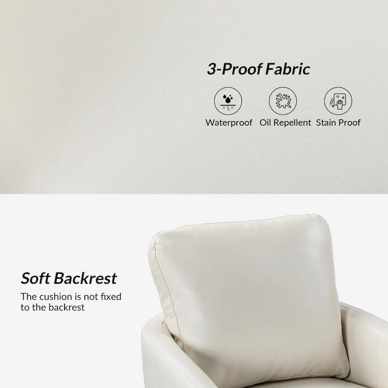 Terrance Transitional Swivel Faux Leather Barrel Accent Chair with Metal Base