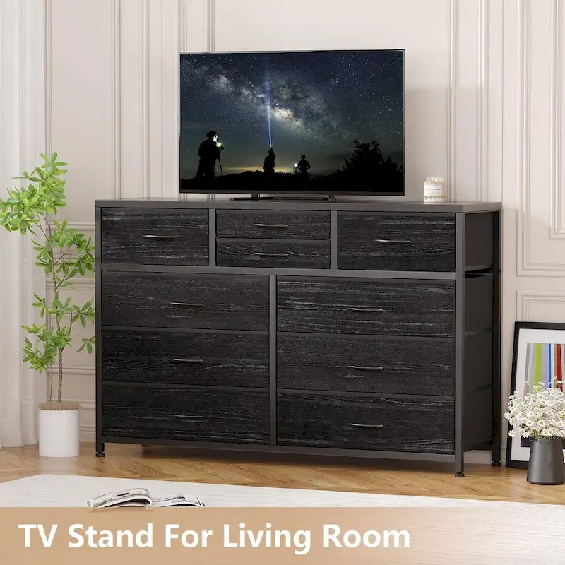10 Drawer Dresser TV Stand - 55 inches