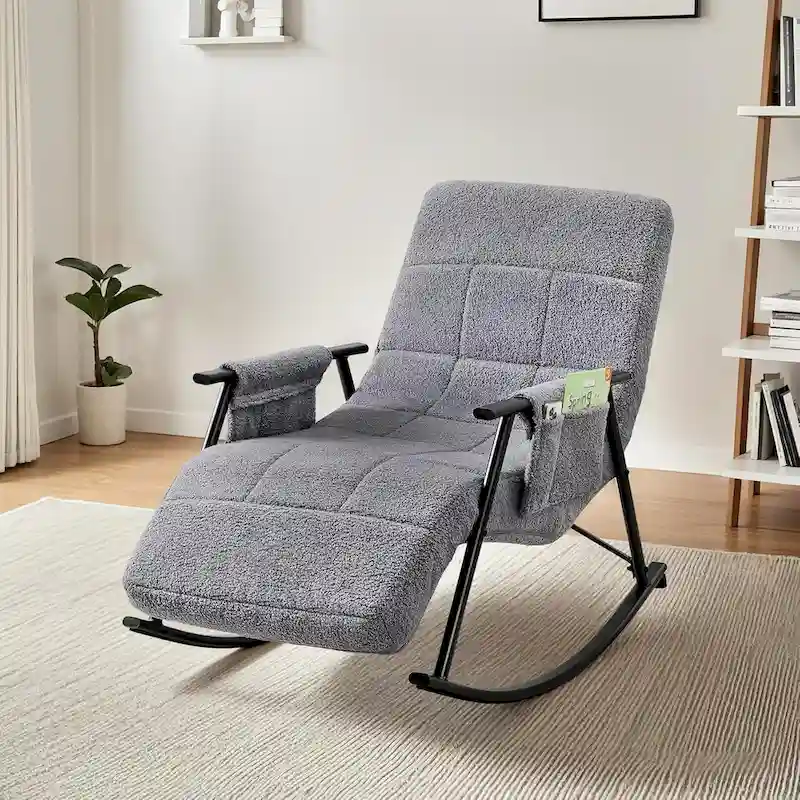 Adjustable Rocking Chair, Nursery Glider Chair with Adjustable High Back and Foot Rest