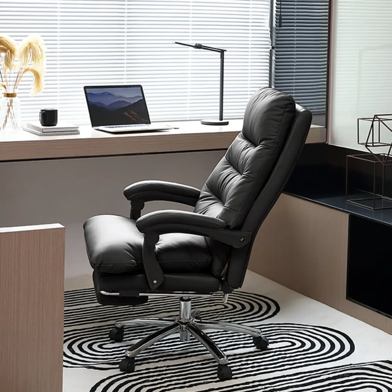 Upholstered Leather Recliner Adjustable Office Chair