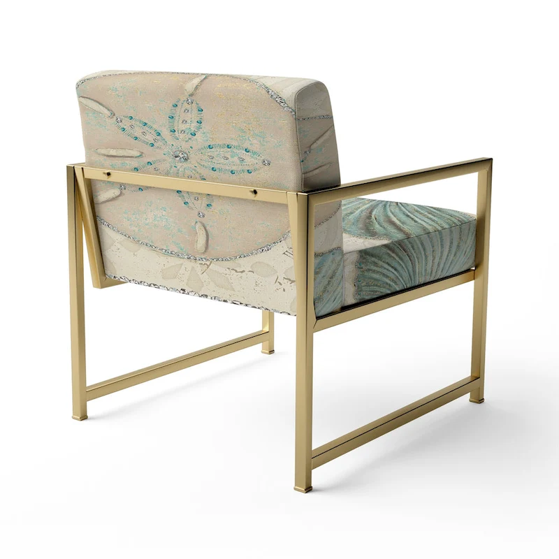 Designart  Seastar And Blue Sea Shell II  Upholstered Nautical & Coastal Accent Chair - Arm Chair