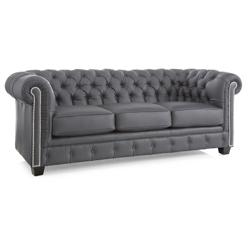 Hancock Tufted Top Grain Italian Leather Chesterfield Sofa - 31 H x 86 W x 40 D