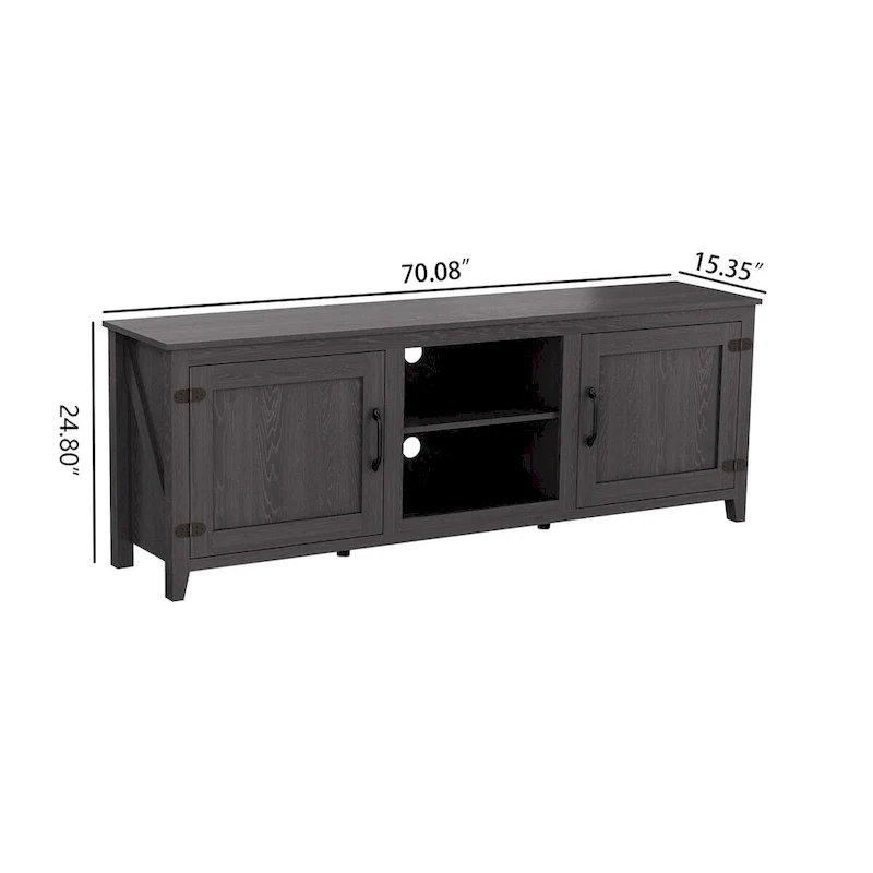 Mieres TV Stand for 75 Inch TV, Entertainment Center with Two Doors and 4 Open Storage Compartments TV Console Media Cabinet
