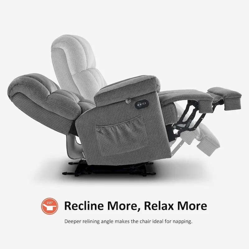 Electric Power Recliner Chair with Heat and Massage, Fabric