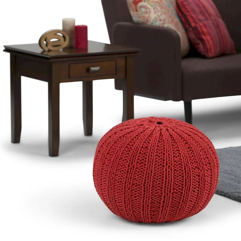 WYNDENHALL Grandville Boho Round Hand Knit Pouf