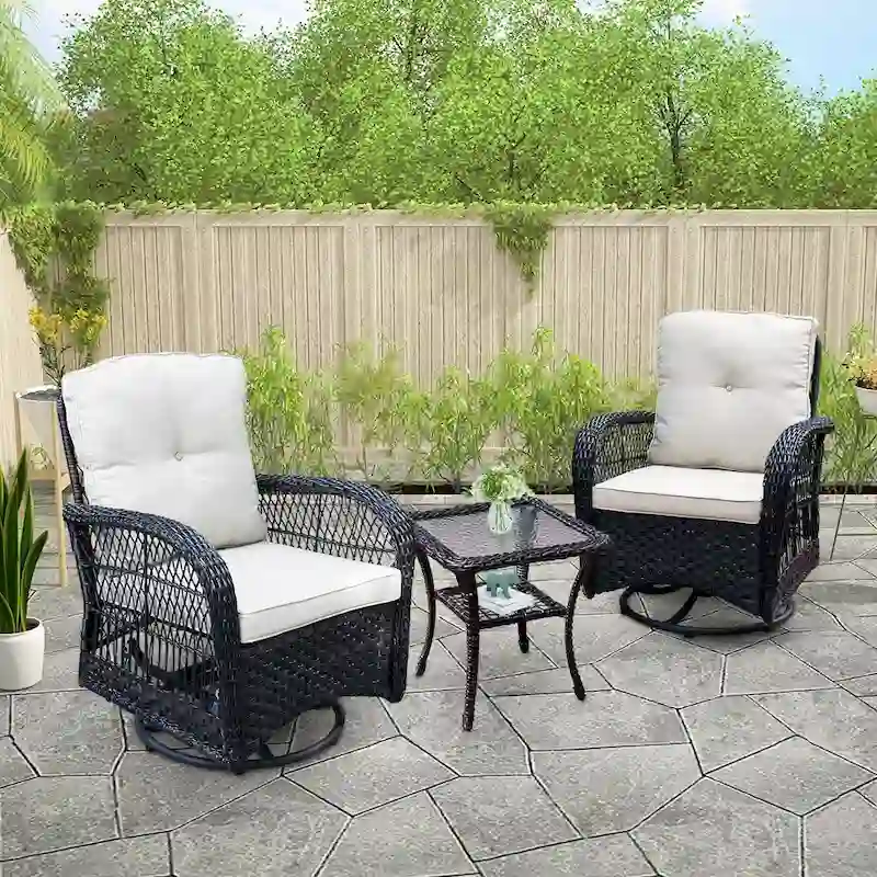 3-piece Wicker Swivel Chair Conversation Set by Havenside Home
