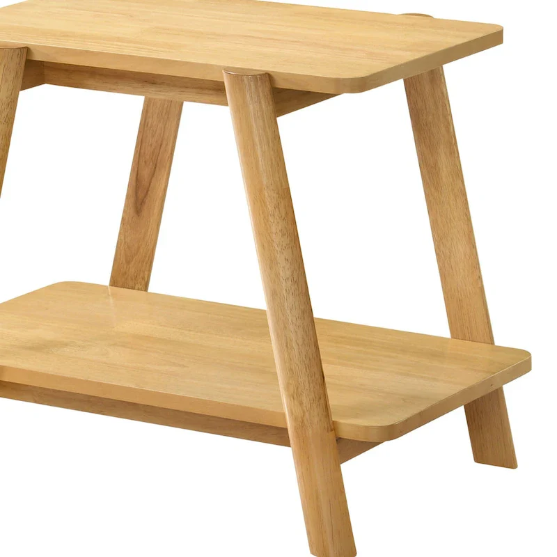 Mid-Century End Table - Wood, Sculptural Design, Storage Shelf, 26.77W x 21.65H