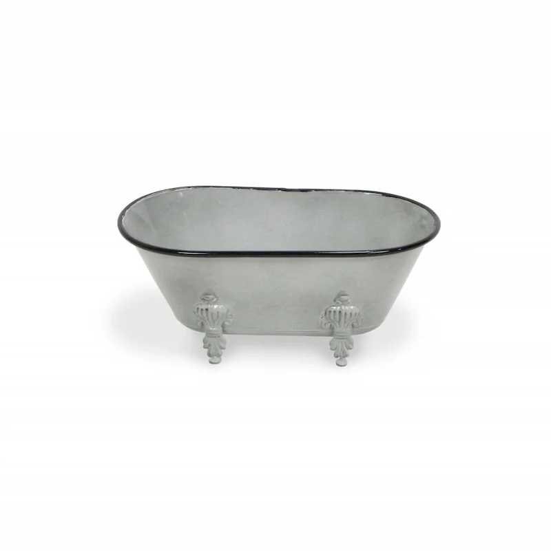 HomeRoots 12  Light Gray Bathtub Decorative Sculpture - 12' X '5' X '6.5