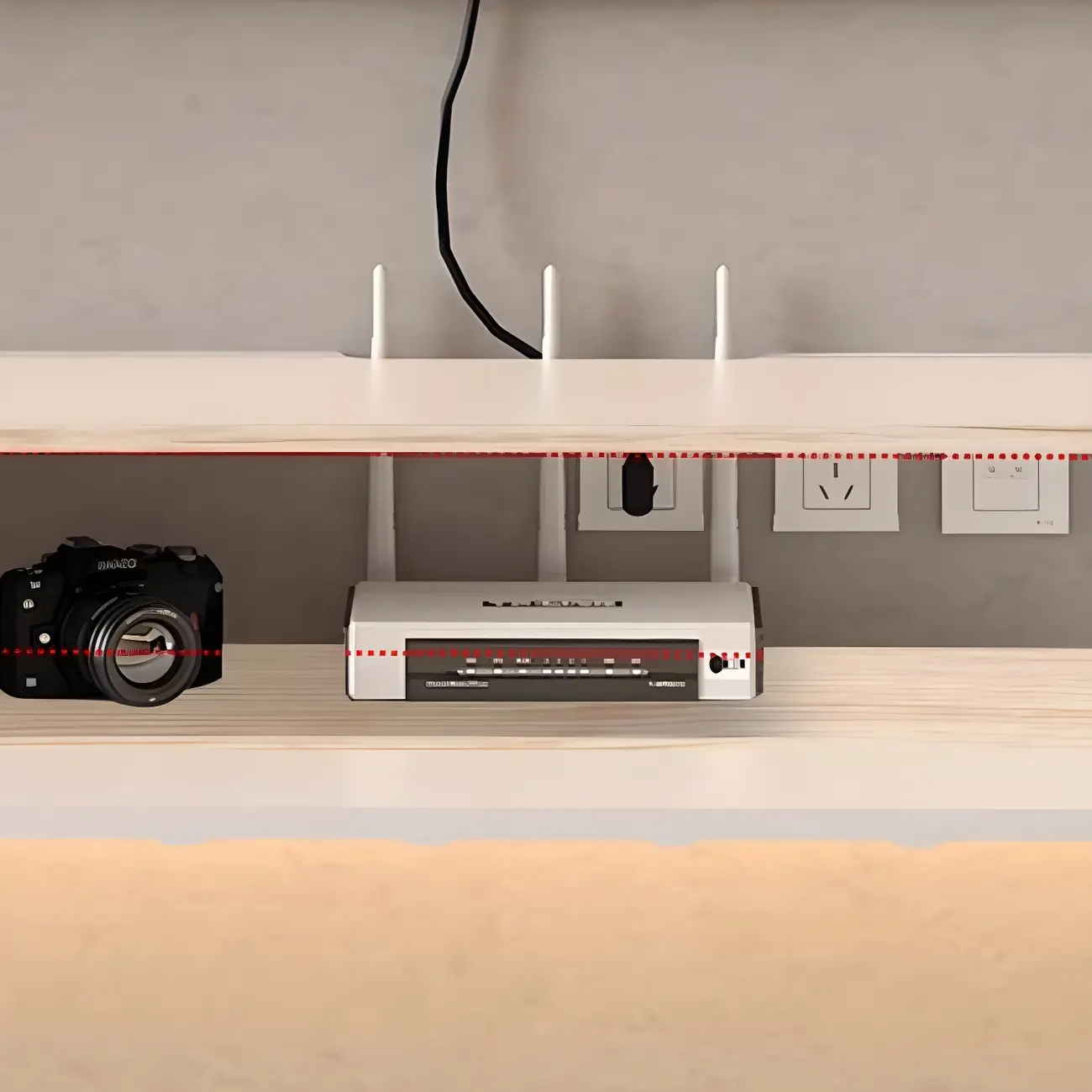 65 Long White Floating Wood U-Pattern TV Stand with Cabinet