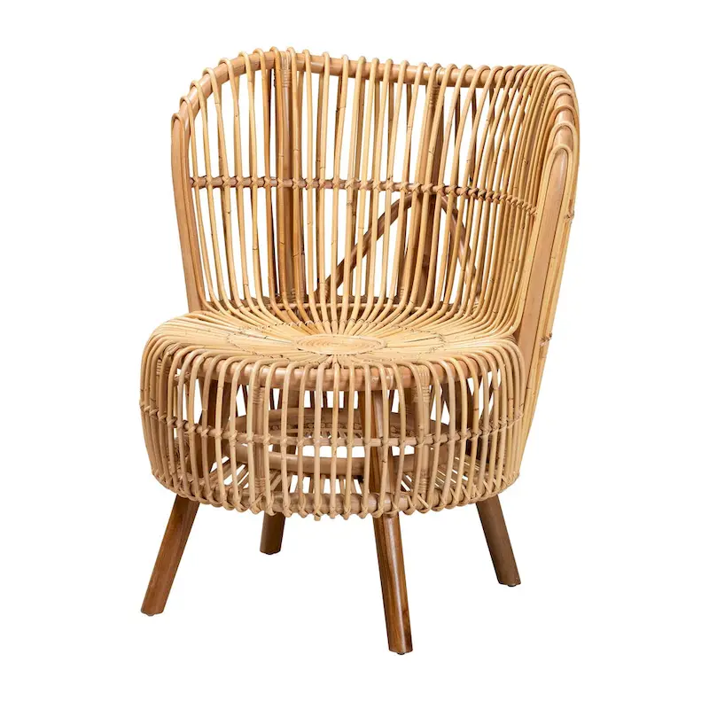 Modern Bohemian Natural Rattan Lounge Chair-Small or Large