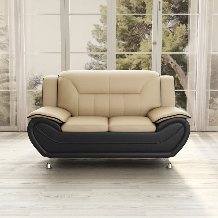 Sanuel 61.3 Faux Leather Pillow Top Arm Loveseat - N/A