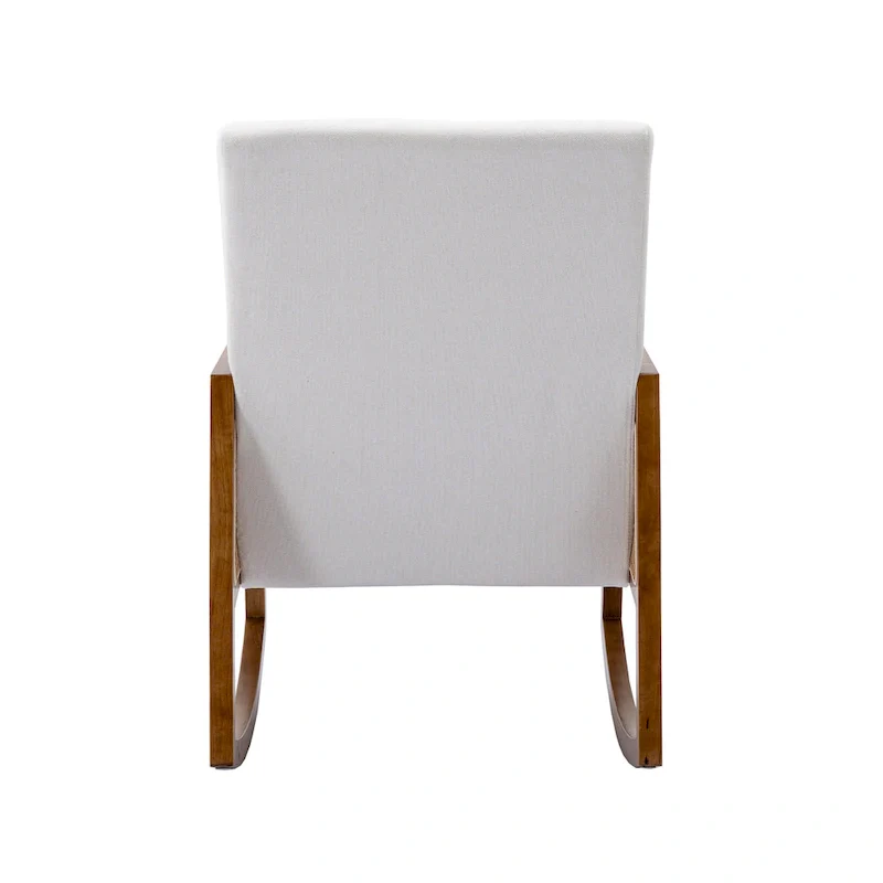 Modern PU Leather Rocking Chair with Rattan Arms