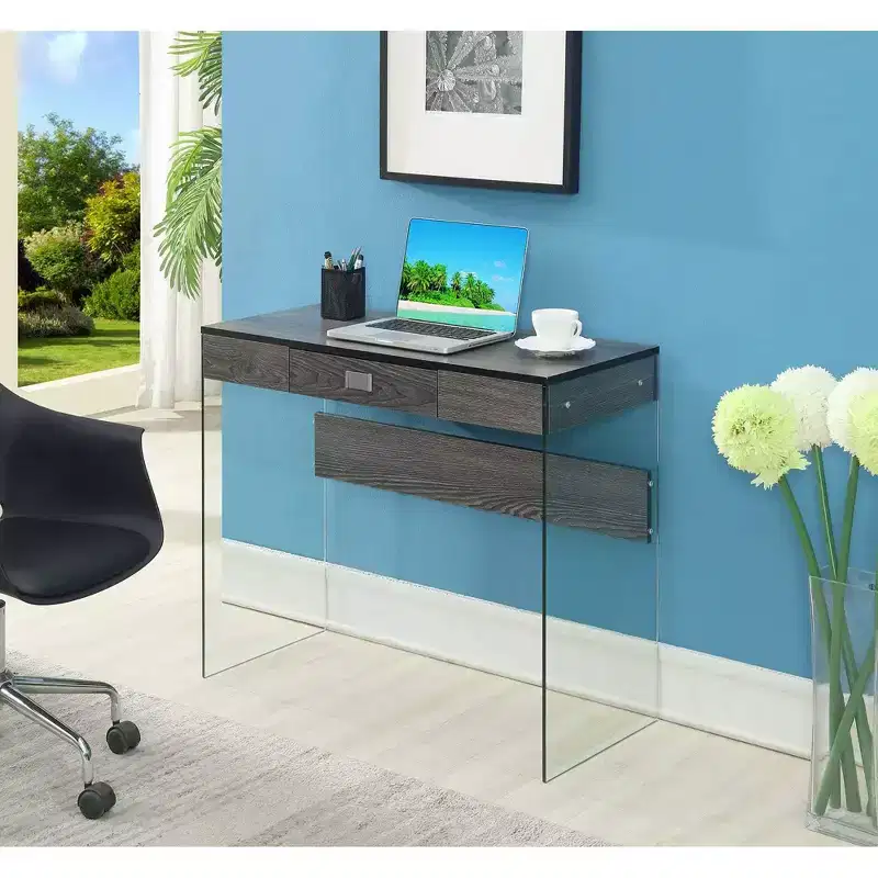 36 Breighton Home Uptown Glass Desk with Drawer