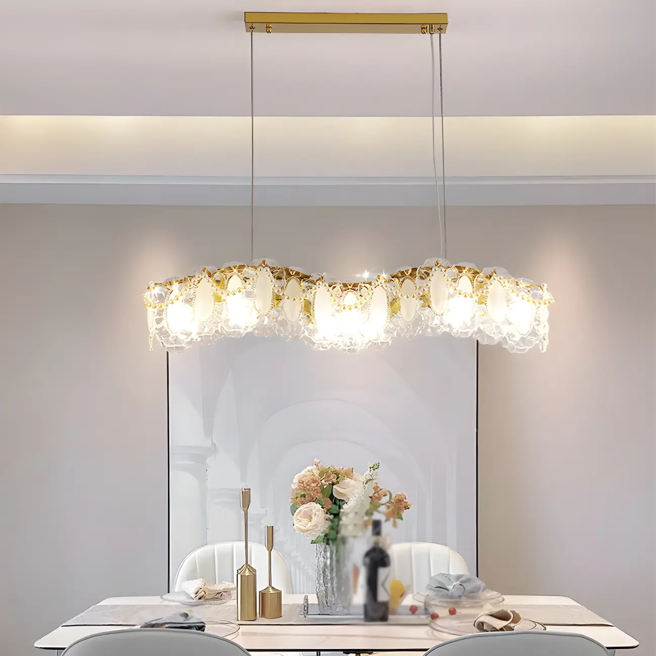 Geometric Clear Crystal Island Pendant Light