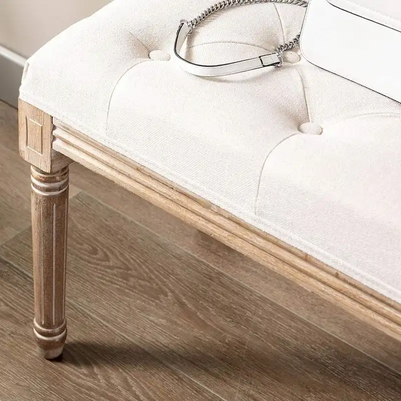 48 Extra-Long Rectangular Tufted Ottoman Bench Seat-Beige