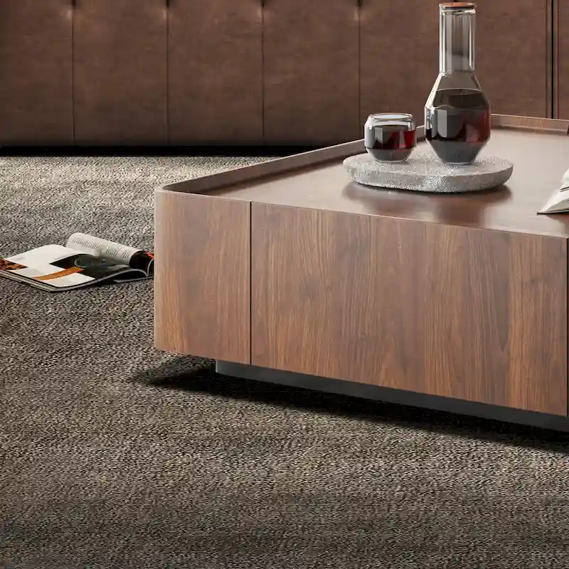 Mid-Century Modern Suqare Wood Finish Coffee Table with Drawers