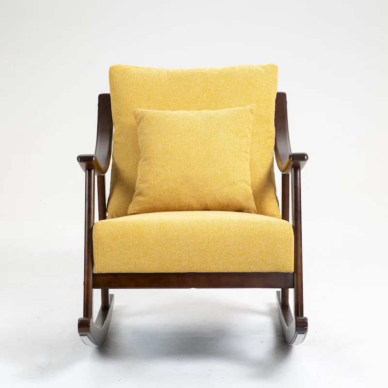Linen Solid Wood Rocking Arm Chair