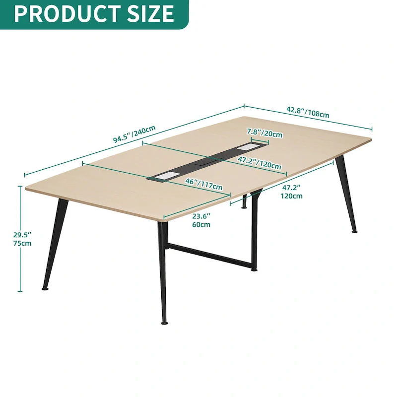 Moasis 6FT/8FT Conference Table Boat Shaped Meeting Table with Rectangle Grommet