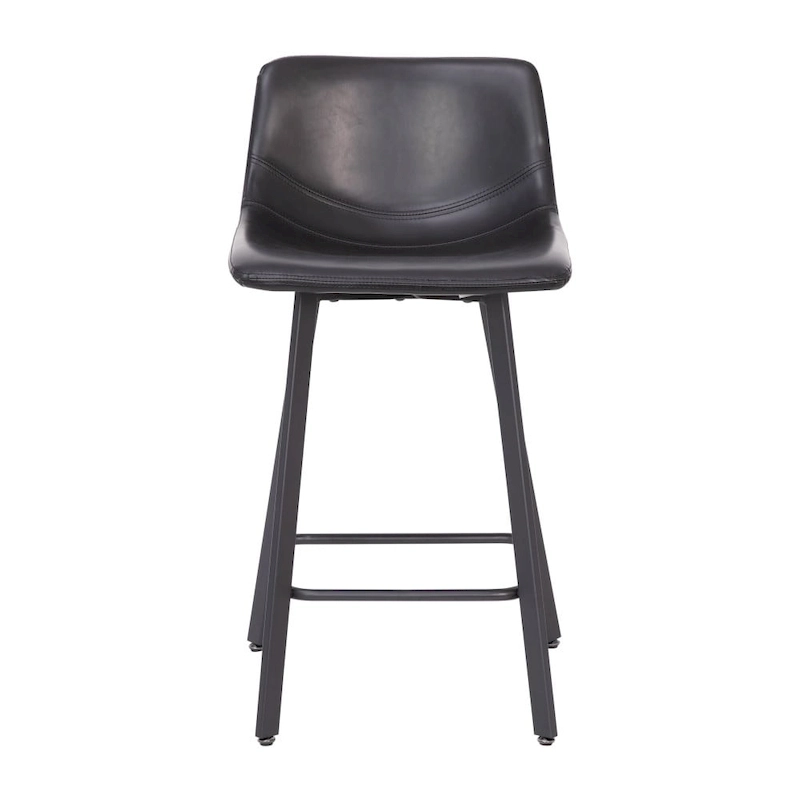 Set of 2 Armless Upholstered Metal Counter Stools