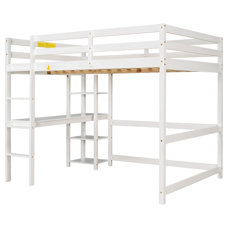 Full Loft Bed with Desk ,Shelves and Ladder