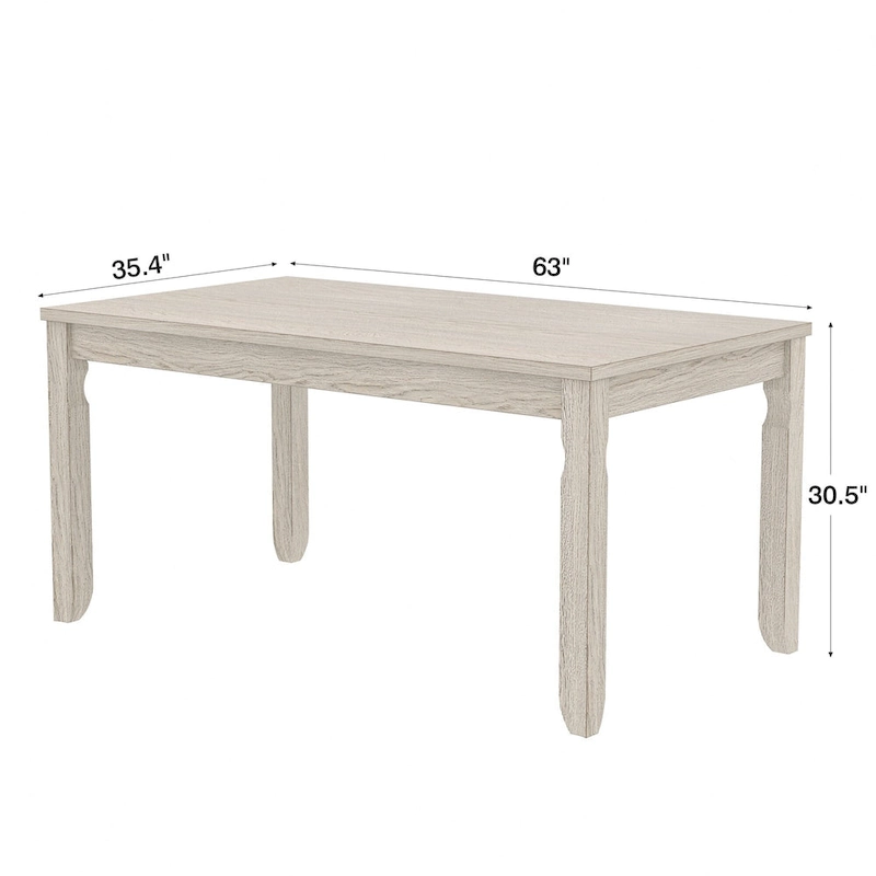 VECELO Grey Solid Wood Dining Table, Kitchen Table with Square Legs, Farmhouse Dining Table