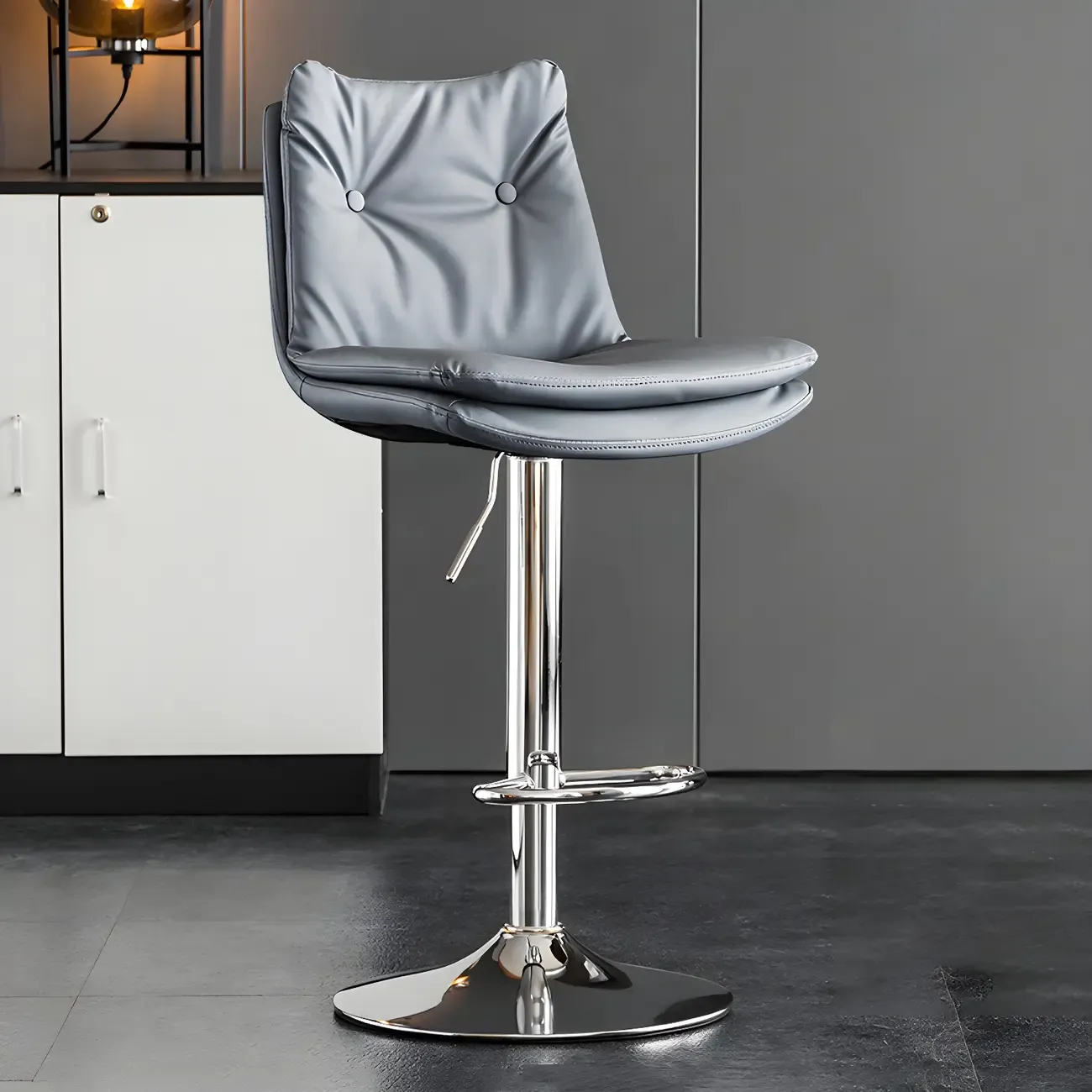 Modern Adjustable Leather Swivel Bar Stools