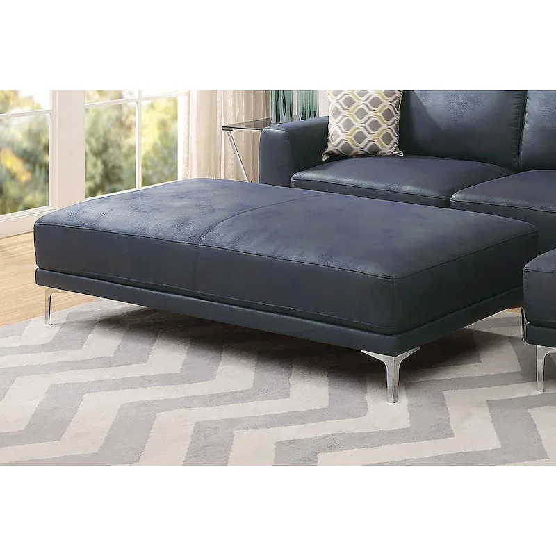 Leather Gel 4-Seater Sofa with Metal Legs(Ottoman Not Included)