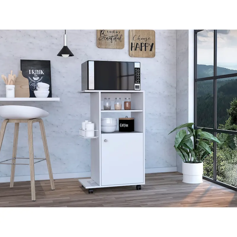 Napenthe 1-Shelf Kitchen Cart with Caster White