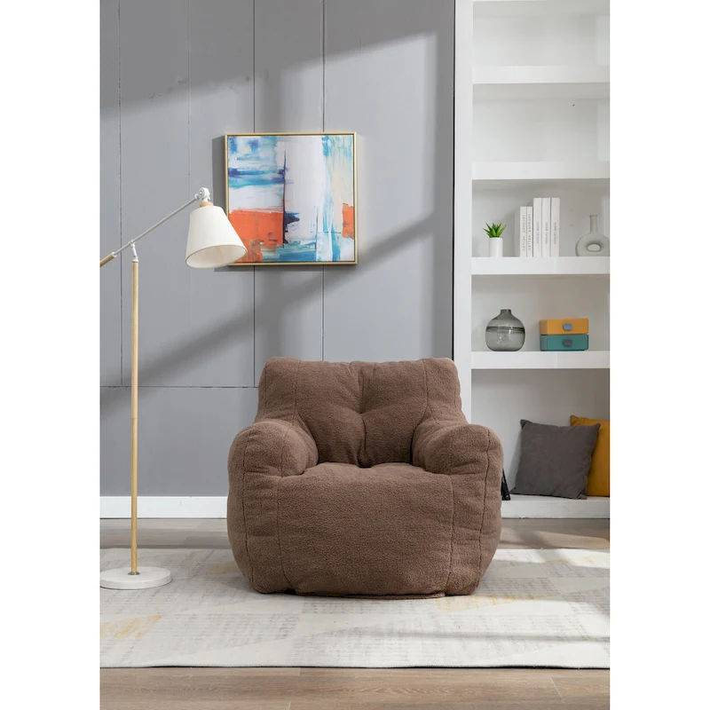 Soft Tufted foam bean bag chair with Teddy fabric