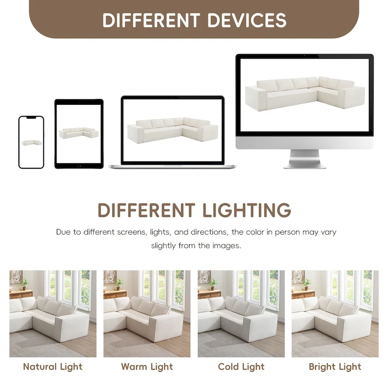 Modern L-Shaped Cloud Sofa Set, Modular Chenille Couch Set