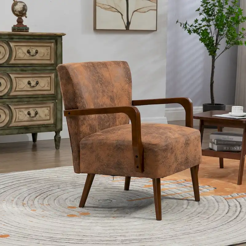 Modern chairs in the living room, wooden frame armchairs