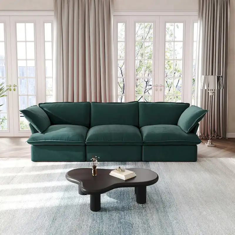 Modular Sectional Sofa Couch, 122.82 Velvet 3 Seater Sofa