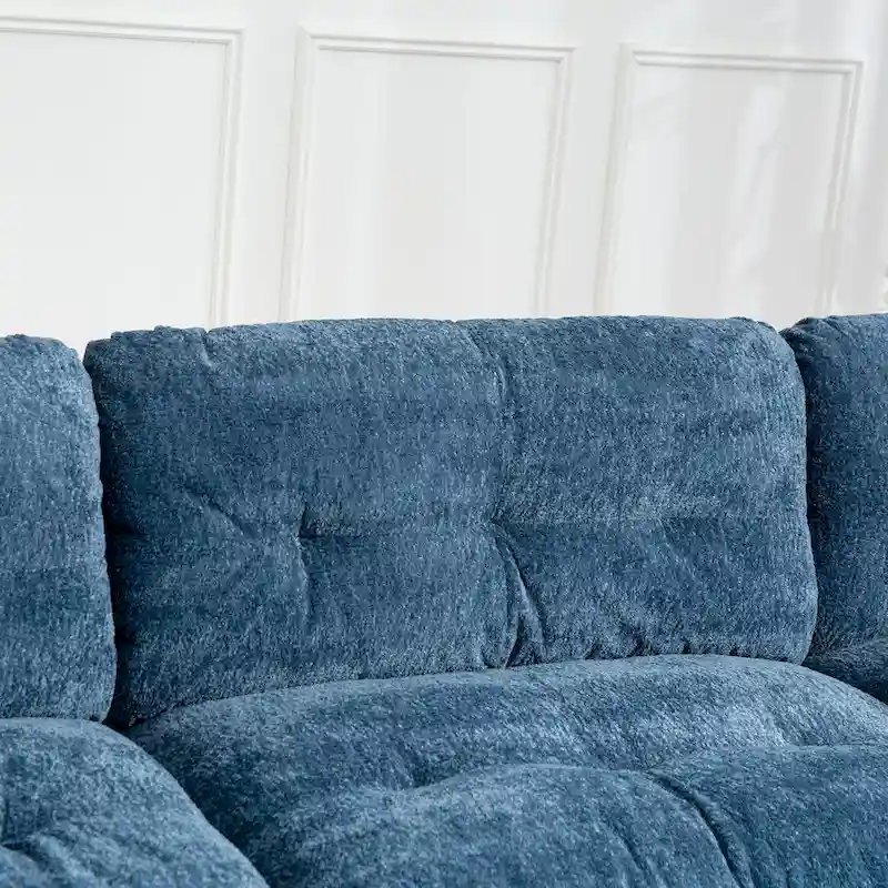 120.87 Chenille L-Shaped Sleeper Sectional Sofa with Ottoman