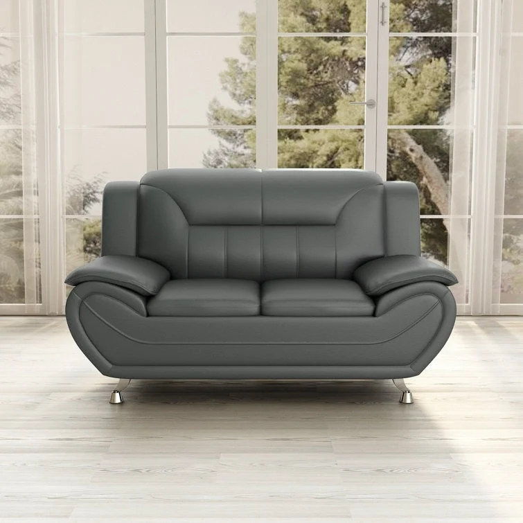 Sanuel 61.3 Faux Leather Pillow Top Arm Loveseat - N/A