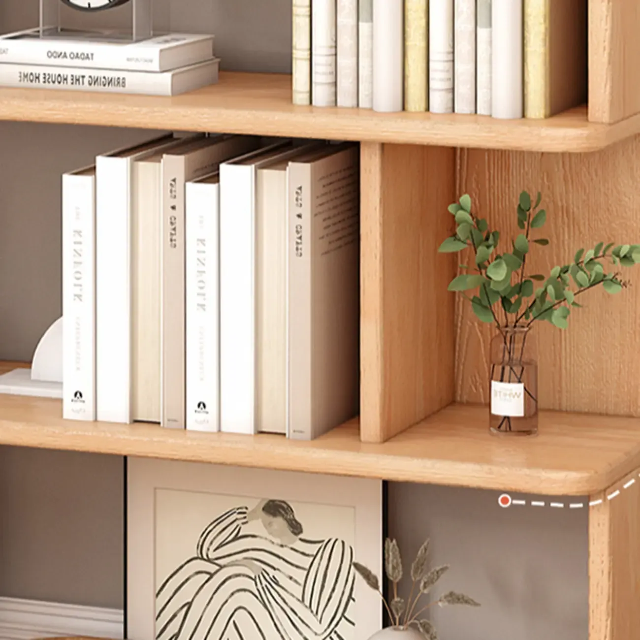 Mid-Century 6-Tier Open Back Wooden Bookshelf