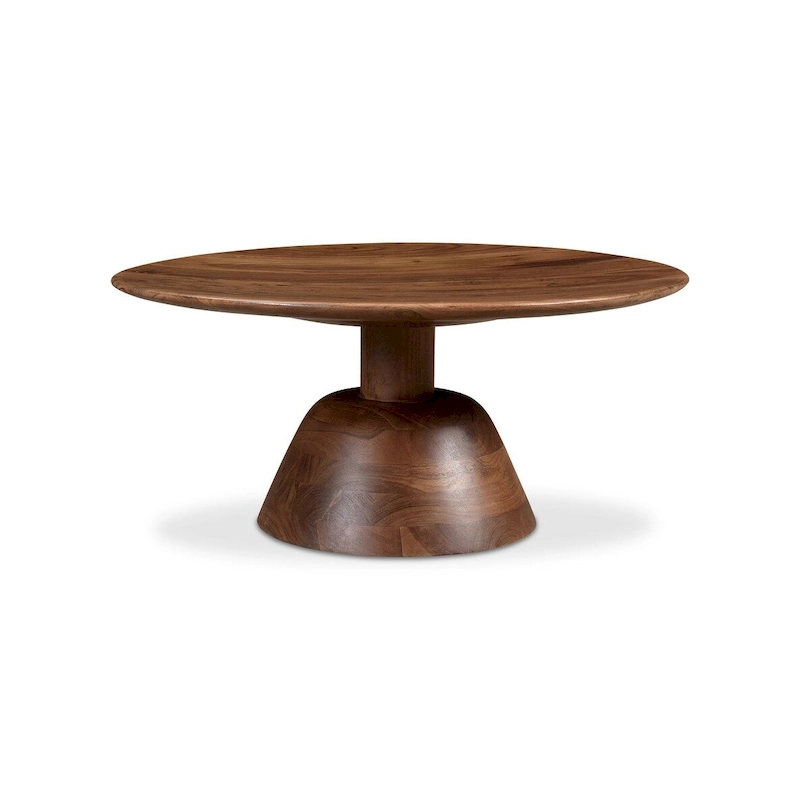 Macari Nelson Modern Solid Mango Wood Pedestal Coffee Table - 30W x 30D x 14H
