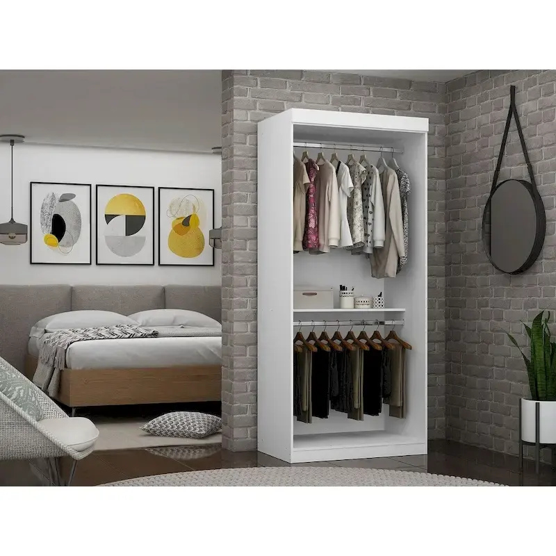 35.9 Open Double Hanging Modern Wardrobe Closet with 2 Hanging Rods