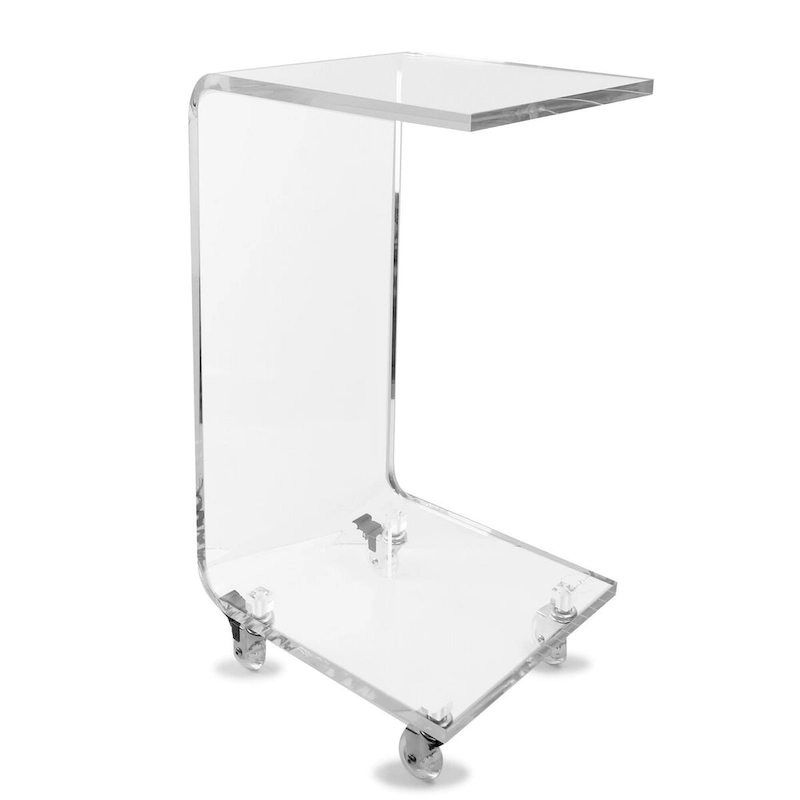 DesignStyles Acrylic C-Table w/Wheels