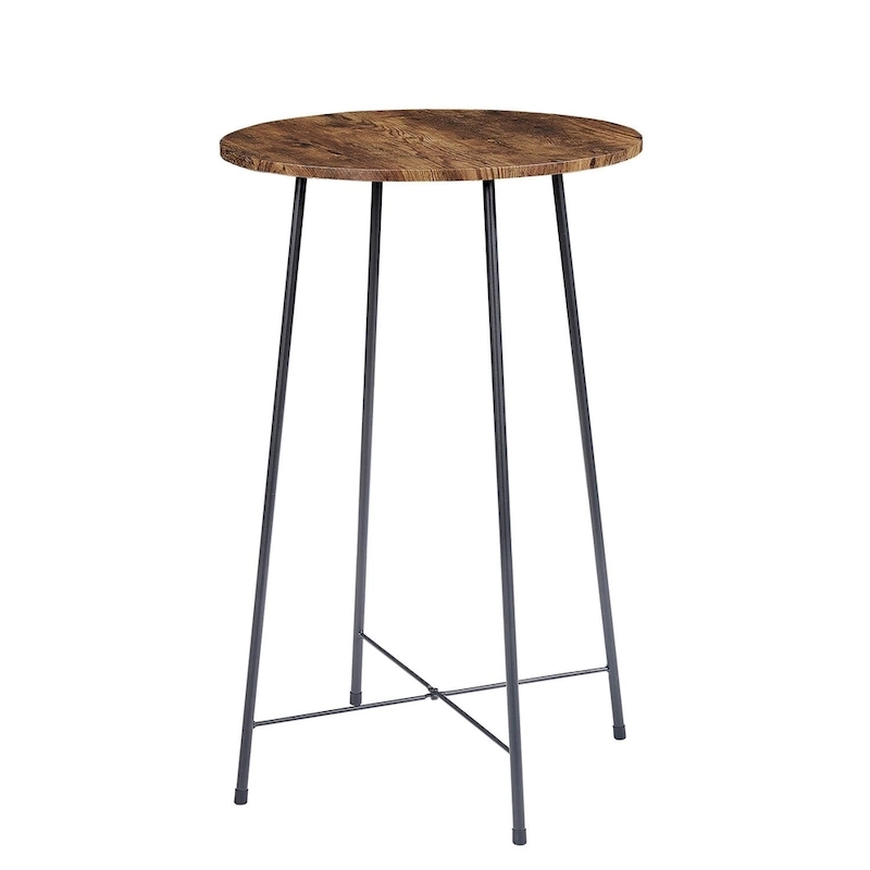 35.4 High Round Bar Table, Industrial Style Wood Top Bistro Pub/Breakfast Table