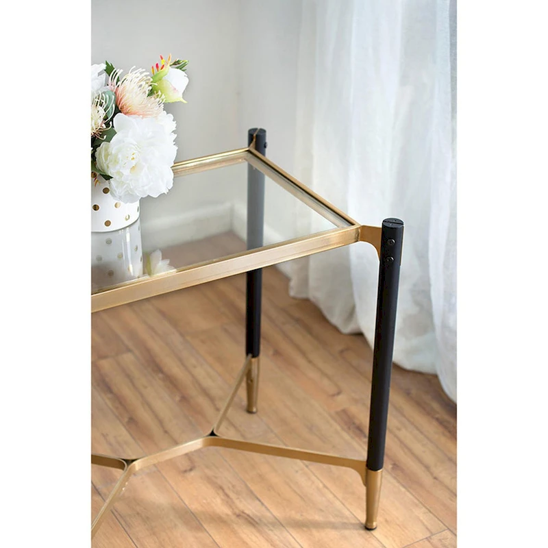 A&B Home Park View Matte Black and Gold Rectangle Occasional Table