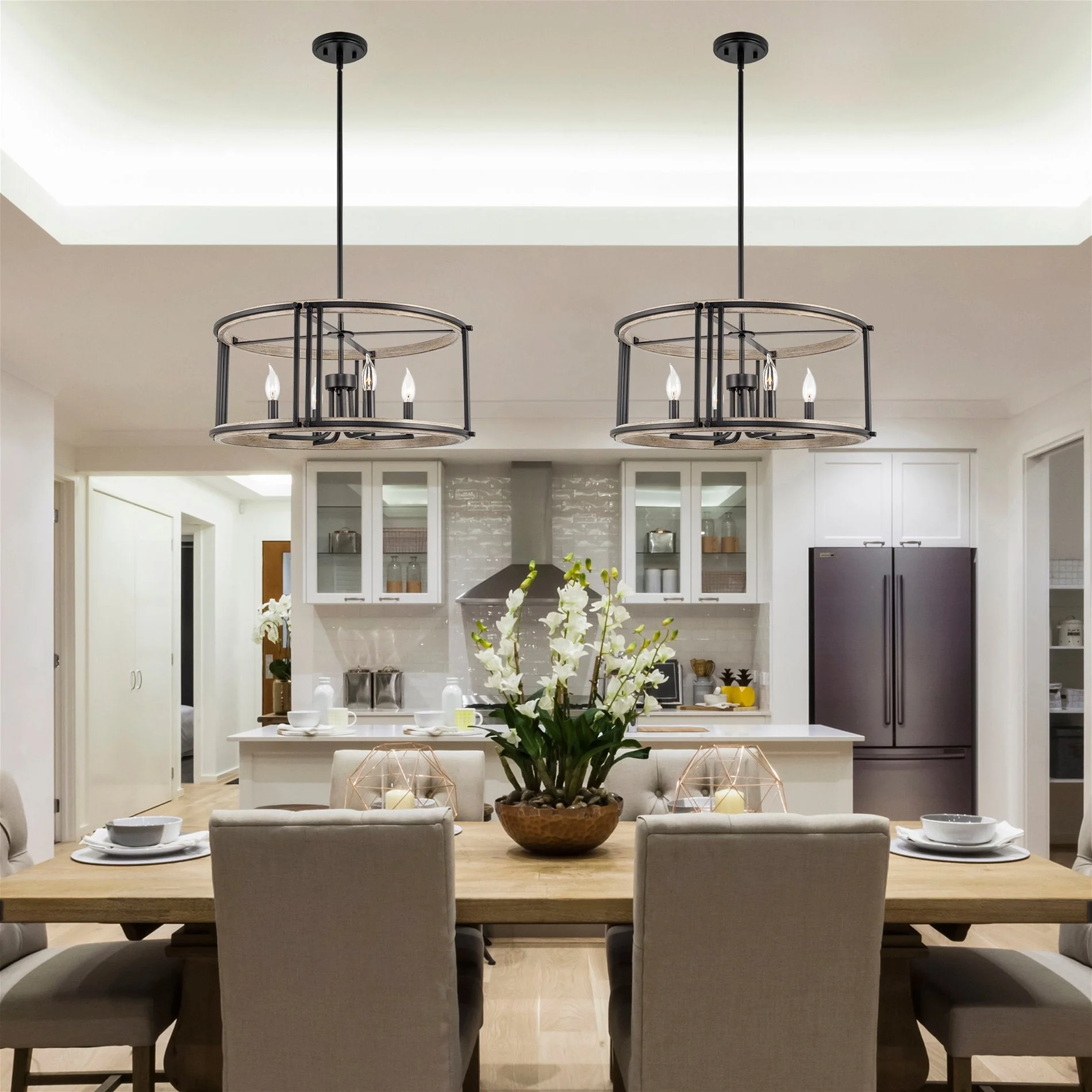 Vista 23 4-Light Modern Farmhouse Drum Pendant Light