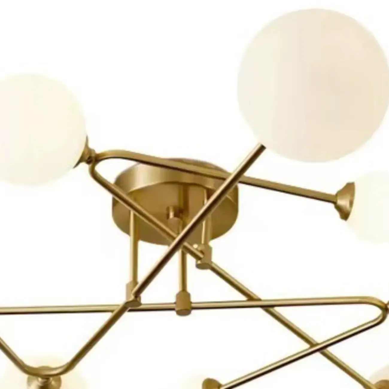 Modern Large Gold Glass Globe Semi Flush Ceiling Lights