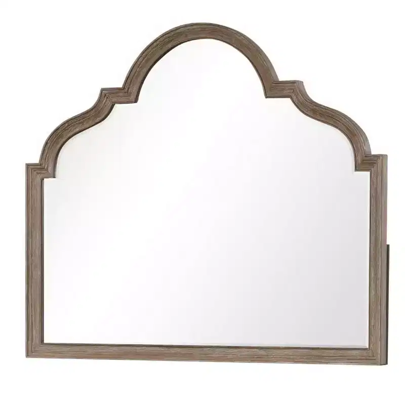 Royal Hampton Dresser Mirror, Beveled Glass, Rustic Oak Brown Solid Wood, 41x50