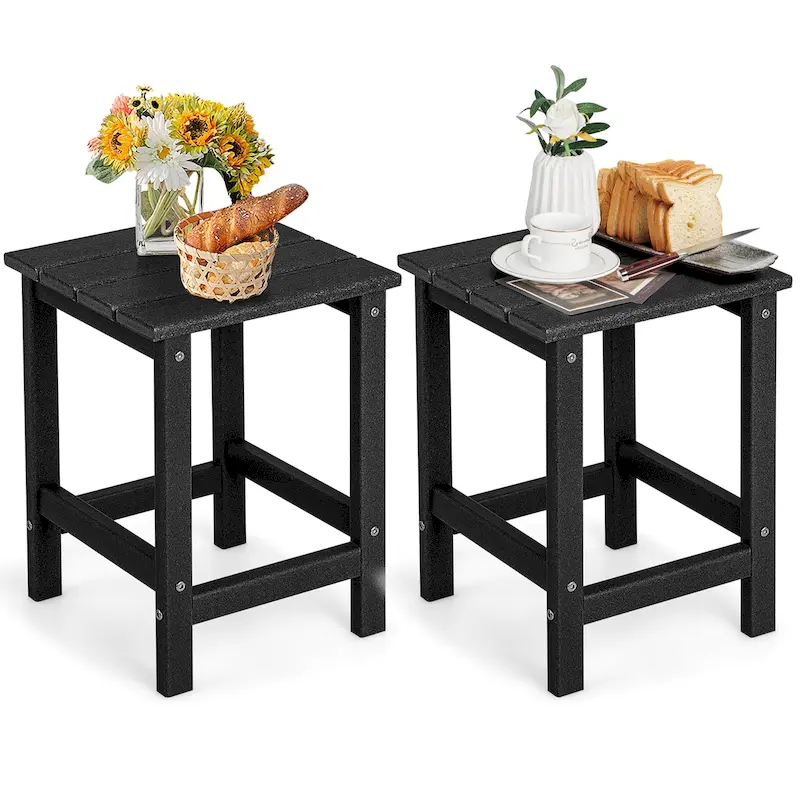 Gymax 2PCS 14 Patio Adirondack Side Table HDPE Square Weather