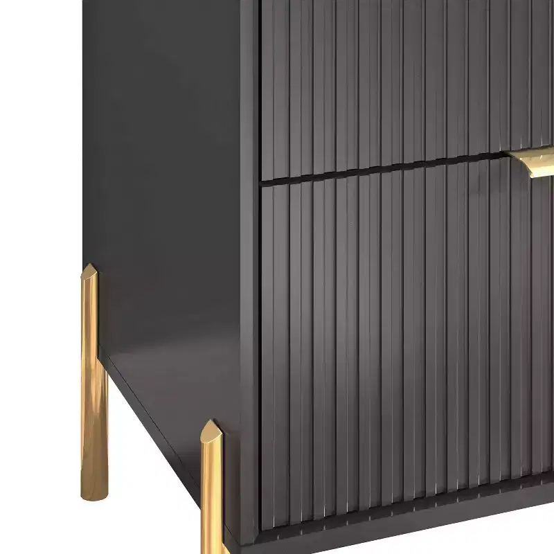 Festivo 3pc Modern Elegance 2 Drawer Nightstands and 3 Drawer Dresser Set Black