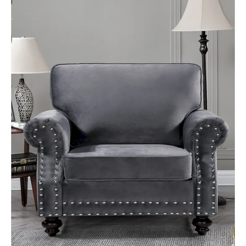 Suffield Velvet Nailhead Armchair