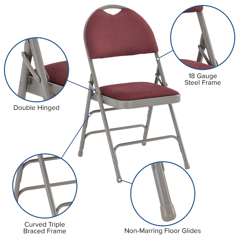 2 Pack Extra Large Ultra-Premium Triple Braced Folding Chair