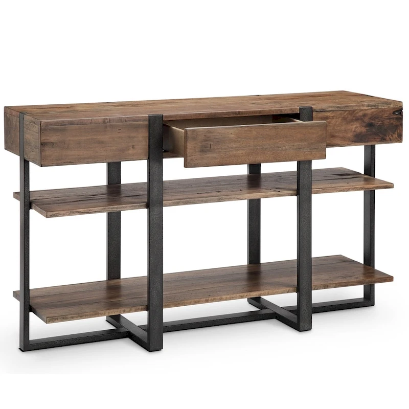 Prescott Modern Rustic Honey Finish Reclaimed Wood Console Table