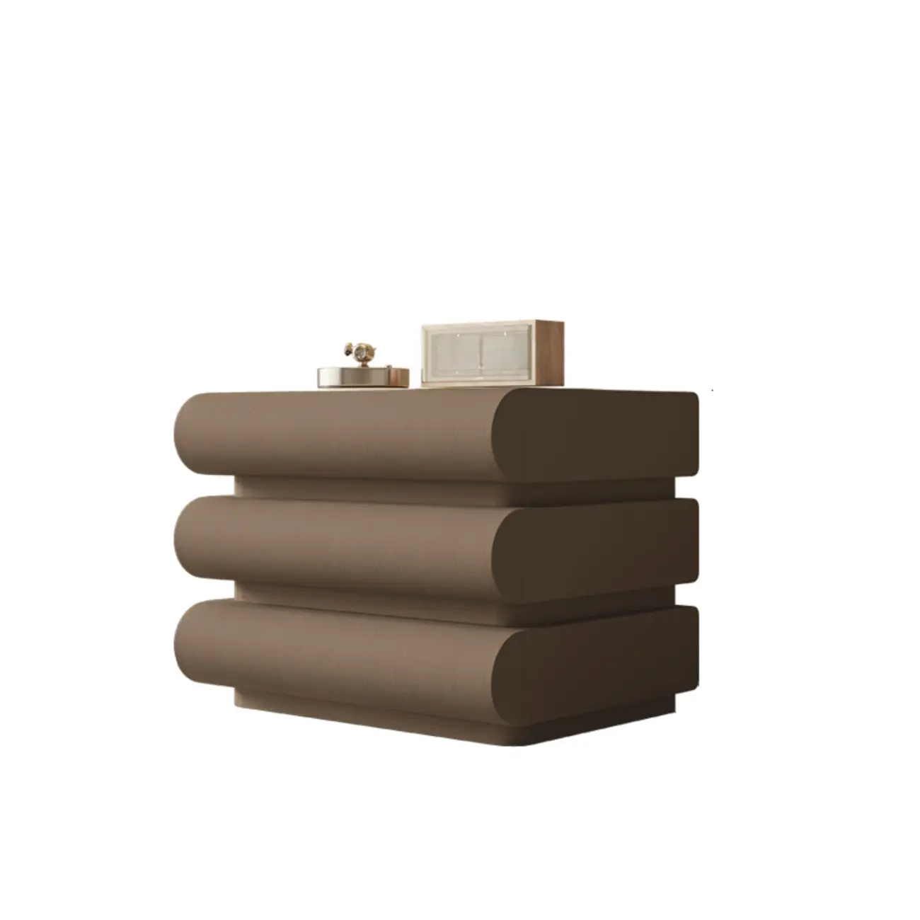 Modern Bedside Table with 3 Drawers in Off-White