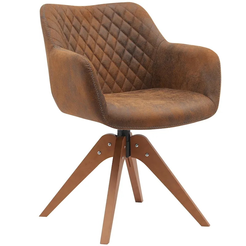 Suede Swivel Armchair Office Accent Arm Chair